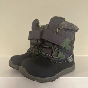 See Kai Run Black and Green Kids Snow Boots